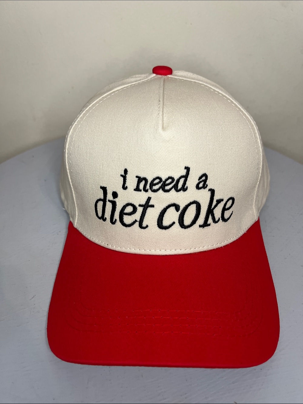 Zenana “I Need a Diet Coke” Two-Tone Red and White Trucker Hat NEW